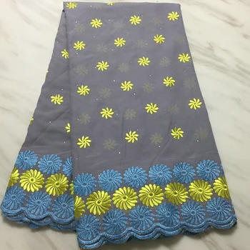 

Popular design from China Swiss Voile Lace Fabric PS52 Embroidered double-colors nice flowers pattern with stones Cotton Fabric