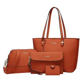 

Ladies Traveling Convenient shopping bag Travel Bag Women's Fashion Handbags Leather Shoulder Bag Wallet Card Bag Tote Bag Set 4