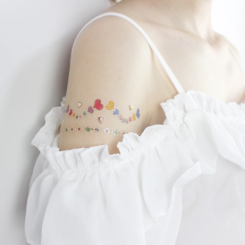 cartoon temporary tattoos for kids girls tattoo children mermaid ocean rainbow tattoo sticker gold animals small decal glitter