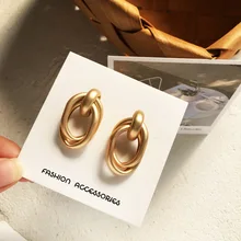 Новая мода металлическая матовая серьга темперамент хип хоп овальные золотые серьги для женщин ювелирные изделия для девушек студенческие подарки