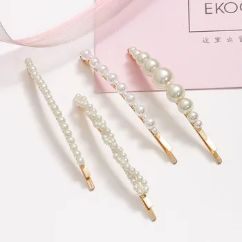 

Fashion Pearl Hair Clip for Women Elegant Korean Design Snap Barrette Stick Hairpin Hair Styling Accessories