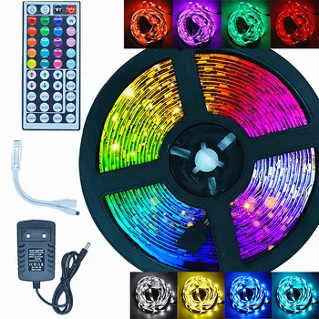 

LED Strip 5m 10m 15m 20m Luces RGB Waterproof Led Neon Light 2835 5050 12V Flexible Lighting Ribbon Tape Controller Adapter Set