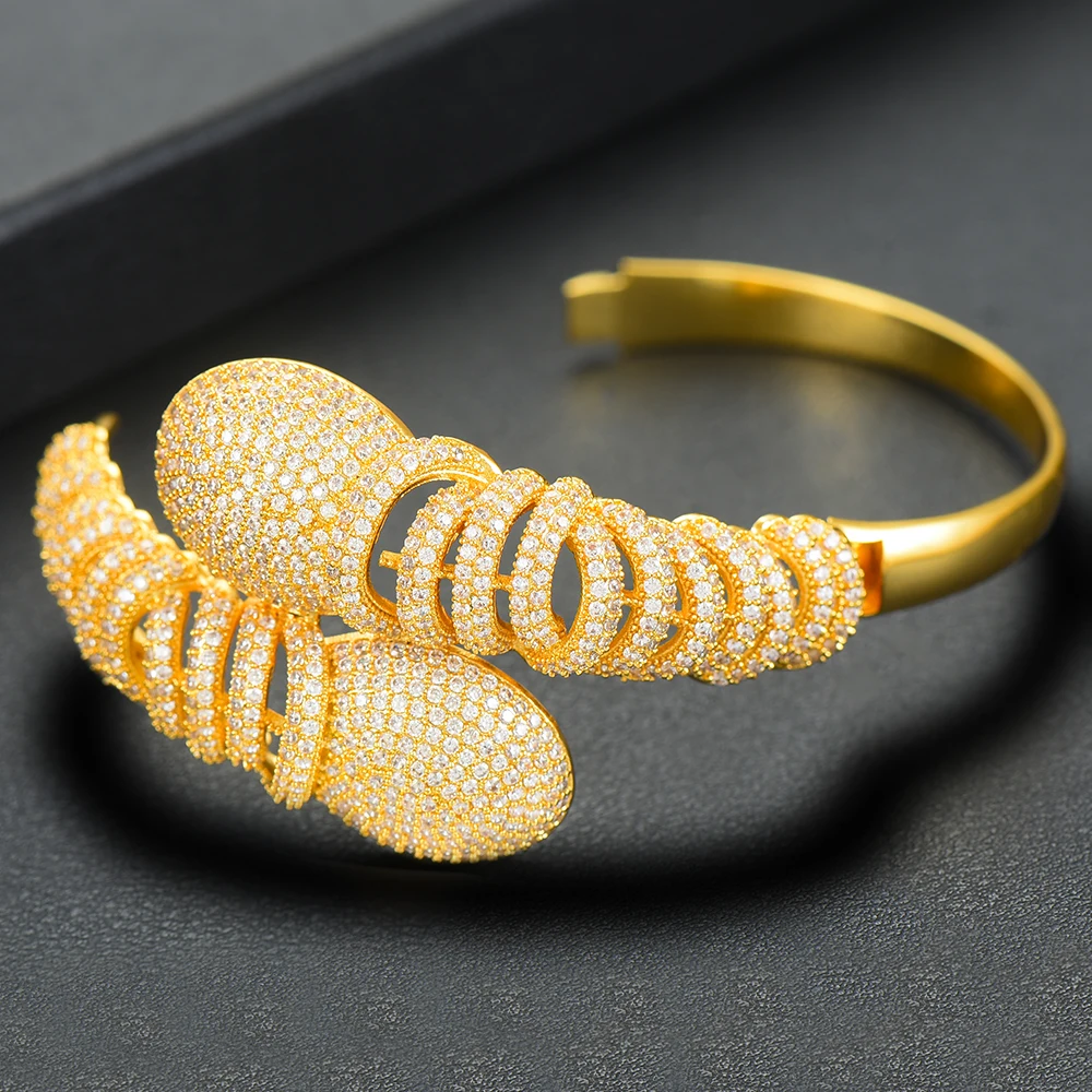 GODKI Luxury 2 PCS Bangle Ring Set for Women Wedding Cubic Zirconia Choker Necklace Earring Dubai Jewelry Set Jewellery Addict