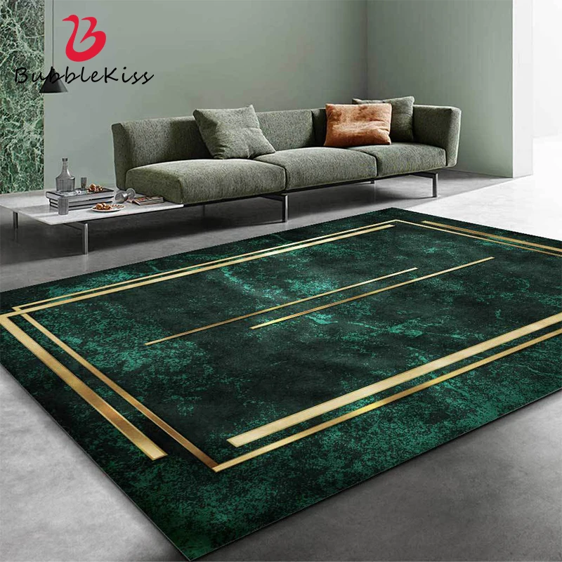 Bubble Kiss Nordic Style Green Carpet for Living Room Gold Luxury Rug Bedroom Customized Floor Mat Home Decor Delicate Edged |