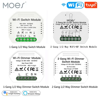 

1/2 Way 1/2 Gang Mini WiFi Smart Light Switch Relay Module Smart Life Tuya Wireless Remote Control Work with Alexa Google Home