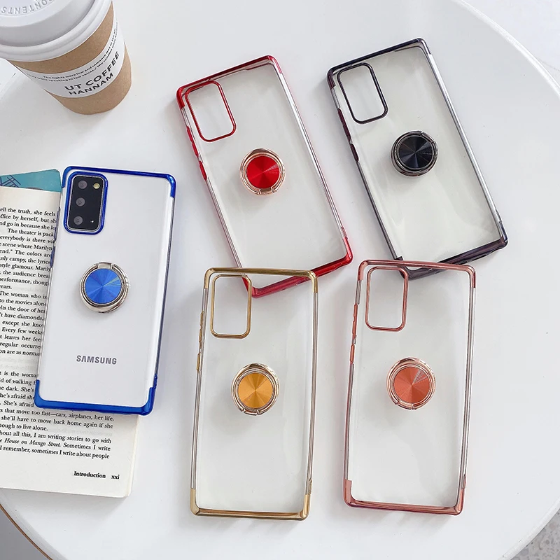 Прозрачный чехол с магнитным кольцом держателем для Samsung Galaxy Note 20 подставка A71 A51
