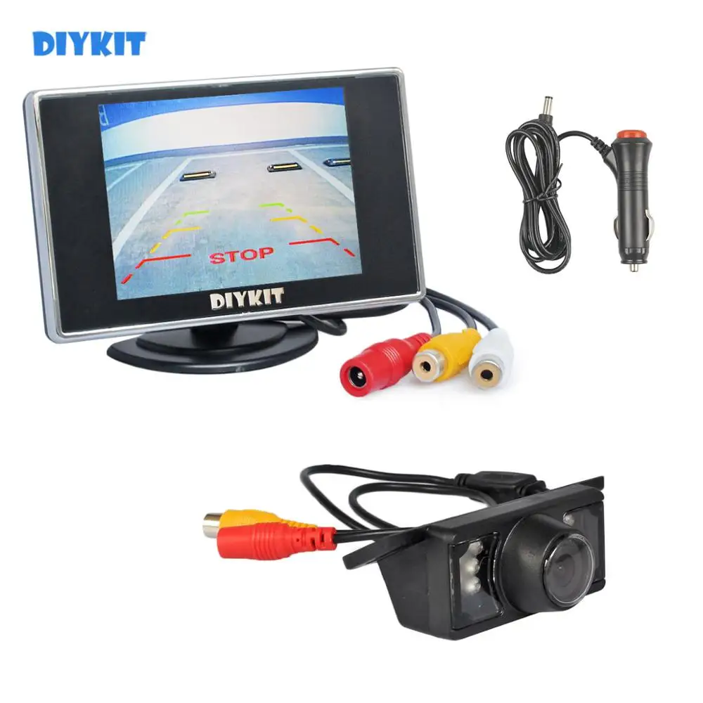 

DIYKIT Wired 3.5" TFT LCD Car Monitor Waterproof IR Rear View Camera Kit Reversing Camera Parking Assistance System