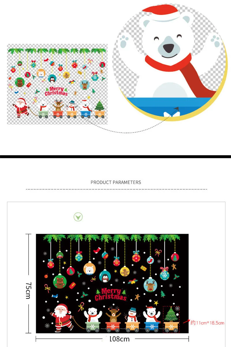 Новогодние наклейки на окно рождественские украшения для домашнего декора Новогодняя Наклейка ПВХ наклейки Санта Клаус для витрины настенные стеклянные фрески