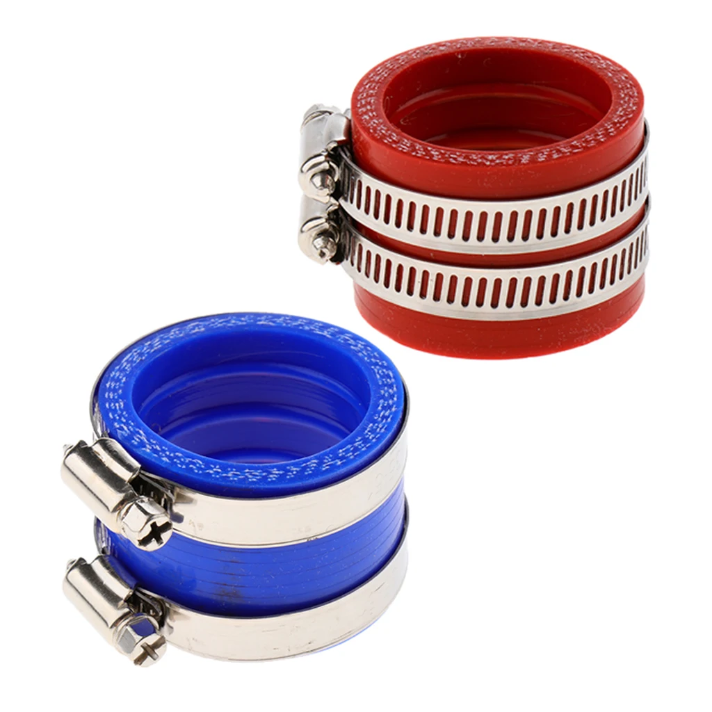 2 Pieces Motorcycle 32mm 34mm Intake Manifold Carburetor Boot Joints Fit for PWK OKO KOSO Carb (Red and Blue)