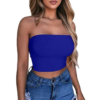 

2020 new Hot Sexy Women Strapless Top Sexy Sleeveless Crop Top Elastic Boob Bandeau Tube Tops Shirt Cami Top