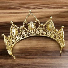 Корона невесты золотого цвета AB Корона свадебный головной убор из сплава с искусственным бриллиантом корона аксессуары для волос