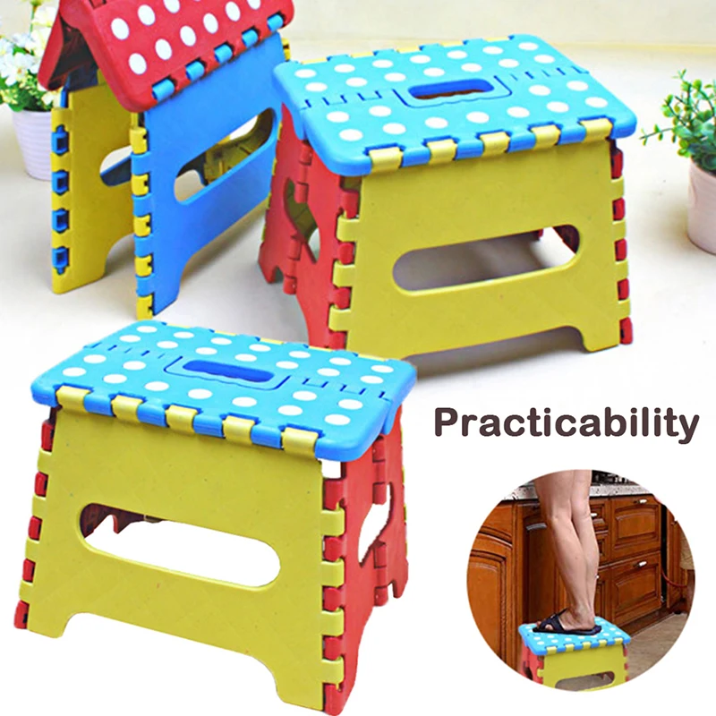

New Kid Safety Folding Stool Outdoor Activity Home Traveling Necessity House Supplies Furniture Plastic Dot Durable Lovely Chair