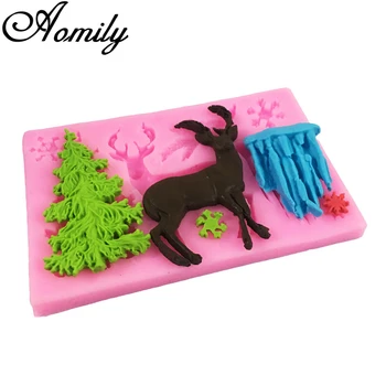 

Aomily Christmas Cake Molds Elk Christmas Tree Snowflake Silicone Mold Fondant Mold Chocolate Mold Pastry Baking Mold Bakware