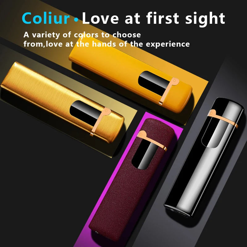 USB Rechargeable Touch Induction Cigarette Windproof Flameless Electronic Lighter Metal Smart Double Side Tungsten Lighternew