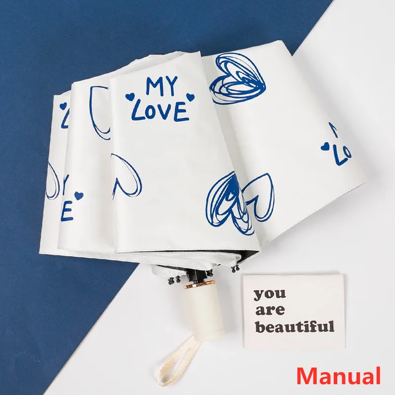 Manual Женские зонты, автоматический солнцезащитный анти-УФ зонтик с цветами, брендовый зонтик для дождя, женский складной зонтик с защитой от ветра - Цвет: Manual