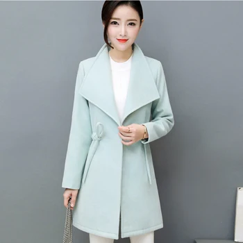 

Fashion New Womens Coat Warm Long Females Casual Pocket Adjustable Waist Elegant Female Trendy Slim Solid Color Women Outwear