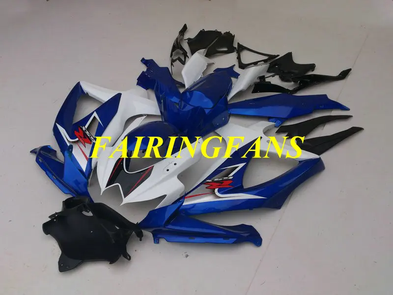 Литья под давлением обтекатель комплект для GSXR600 750 K8 08 09 GSXR 600 GSXR750 2008 2009 ABS белый синий Обтекатели кузова+ подарки SA43