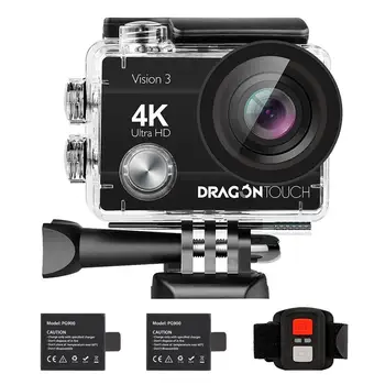 

Dragon Touch Vision 3 WiFi Action Camera 4K 16MP Underwater Waterproof Camera 170 ° View Remote Control Helmet Sports Camera