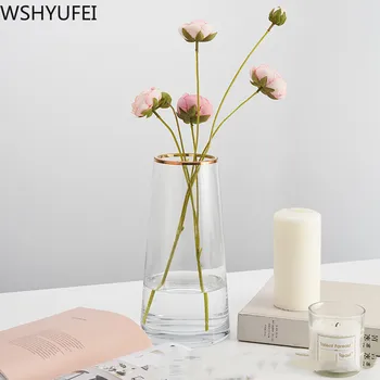 

New style Glass vase Living room flower arrangement Office desktop fashion decoration Photo studio Decoration WSHYUFEI
