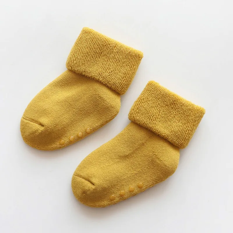 Хлопковые носки для малышей; однотонные Короткие хлопковые мягкие нескользящие носки ярких цветов для малышей; теплые зимние носки для малышей