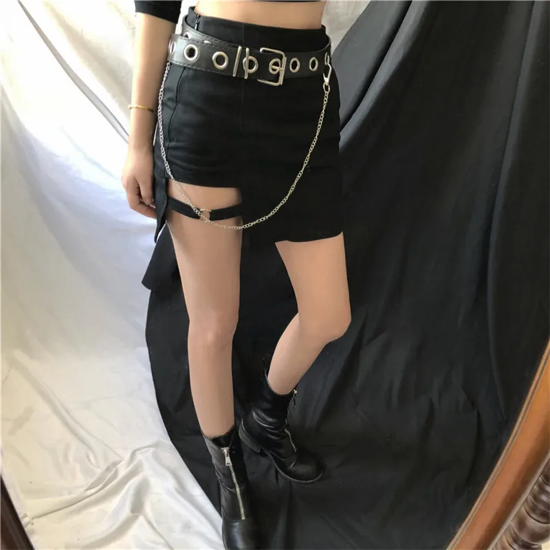 Готический ремень Ulzzang панк-кулон цепь Harajuku пояс новая индивидуальность Досуг корейские черные металлические ремни модные ремни из ПУ