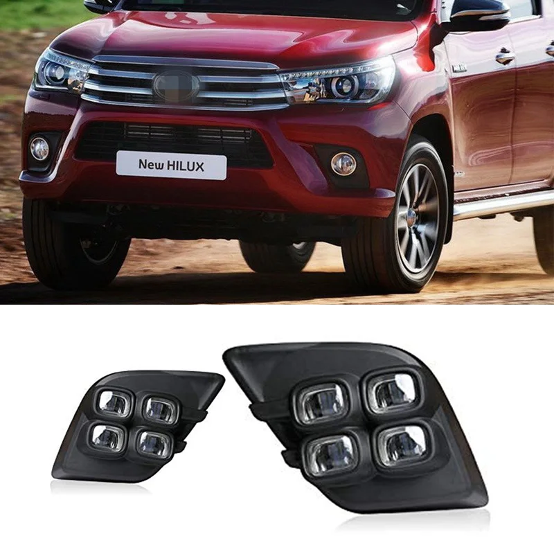 1 пара ходовых огней для Toyota Hilux Revo Vigo 2015 2016 2017 светодиодный ные дневные ходовые