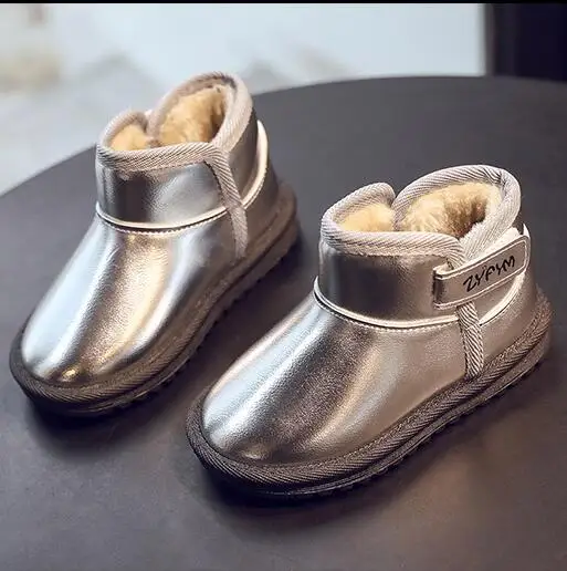 Серебристый Free Shipping Boots Winter Children's Snow Boots Girls Warm Shoes Baby Toddler Shoes casual Baby Boys Children Boots 8 - Цвет: Серебристый