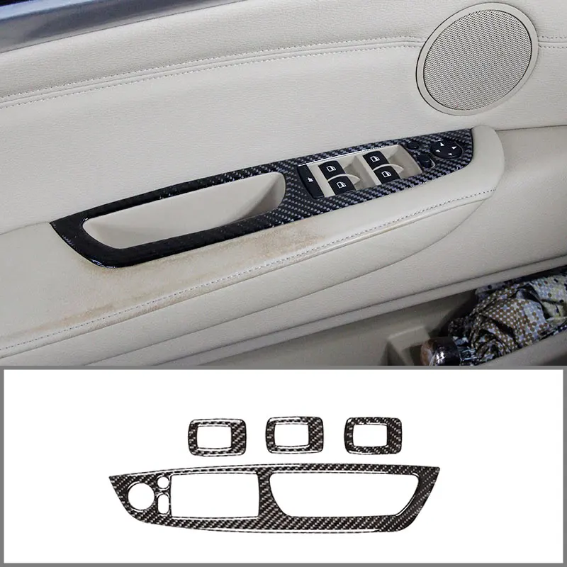 

For Bmw X5 X6 2008-2013 Glass Lift Frame Real Carbon Fiber (Soft) Car Interior Modification Parts left and right titanium