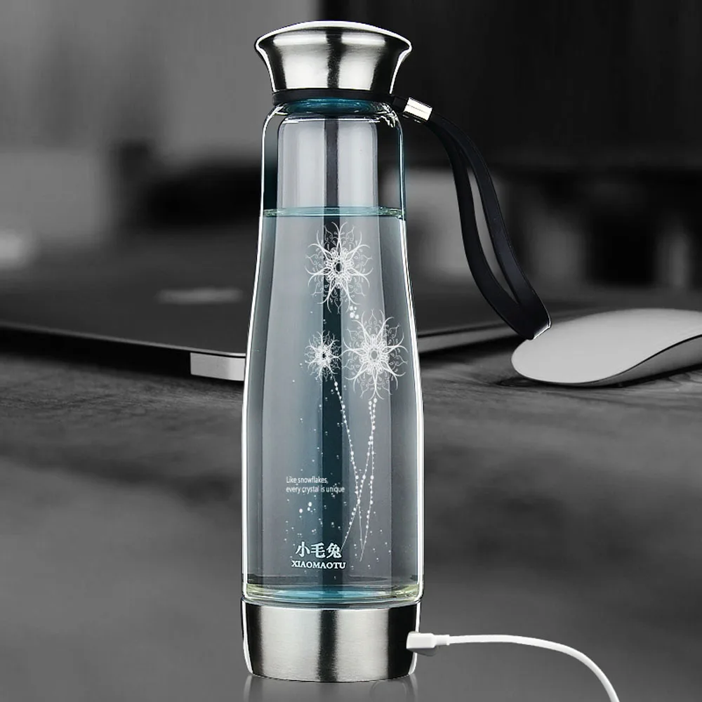 

Hot 500ml Water Bottles Intelligent Portable Hydrogen Rich Water Maker Ionizer Generator Anti Aging Bottle Colorful Light with U