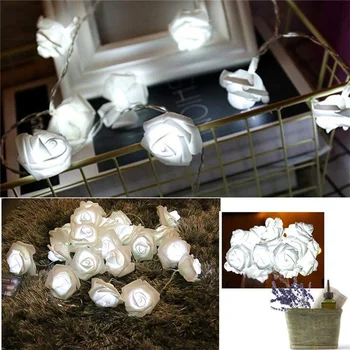 

10 LED Rose light Foam Rose Fairy String Lights Wedding Valentine's Day Bouquet Party Garland Decor Luminaria Rose 2020