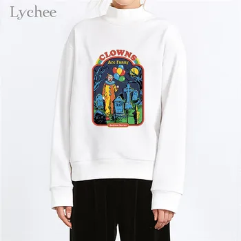 

Lychee Harajuku Casual Autumn Sweatshirts Tops Women Devil Print Crew Sweatshirt Basic Long Sleeve Female Sweatshirt Pullovers