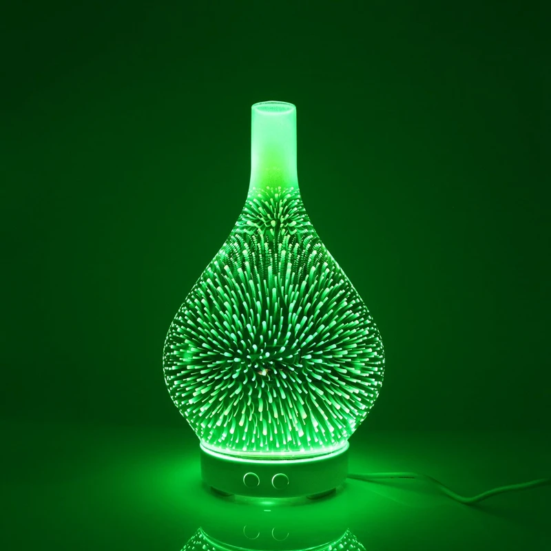 3D Feuerwerk Glas Vase Form Luftbefeuchter mit 7 Farbe Led Nachtlicht Aroma Ätherisches Öl Diffusor Nebel Maker Ultraschall humi