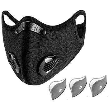 

Cycling Face Cover with 3 Filters PM 2.5 Anti-Pollution Dust Mask Activated Carbon Breathing Valves Bike Mouth Caps Mascarillas