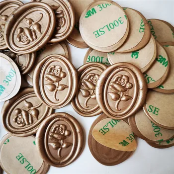 

3D rose Self Adhesive WAX SEAL STICKER Customized design Gift Sealing Wax stickers wedding envelop invitation gift custom logo