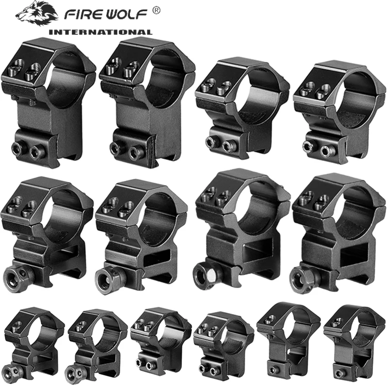 11mm/20mm Riflescope mounting gun Picatinny Slide ring dovetail rail 30mm/25.4mm/35mm for hunting Airsoft accessories FIRE WOLF