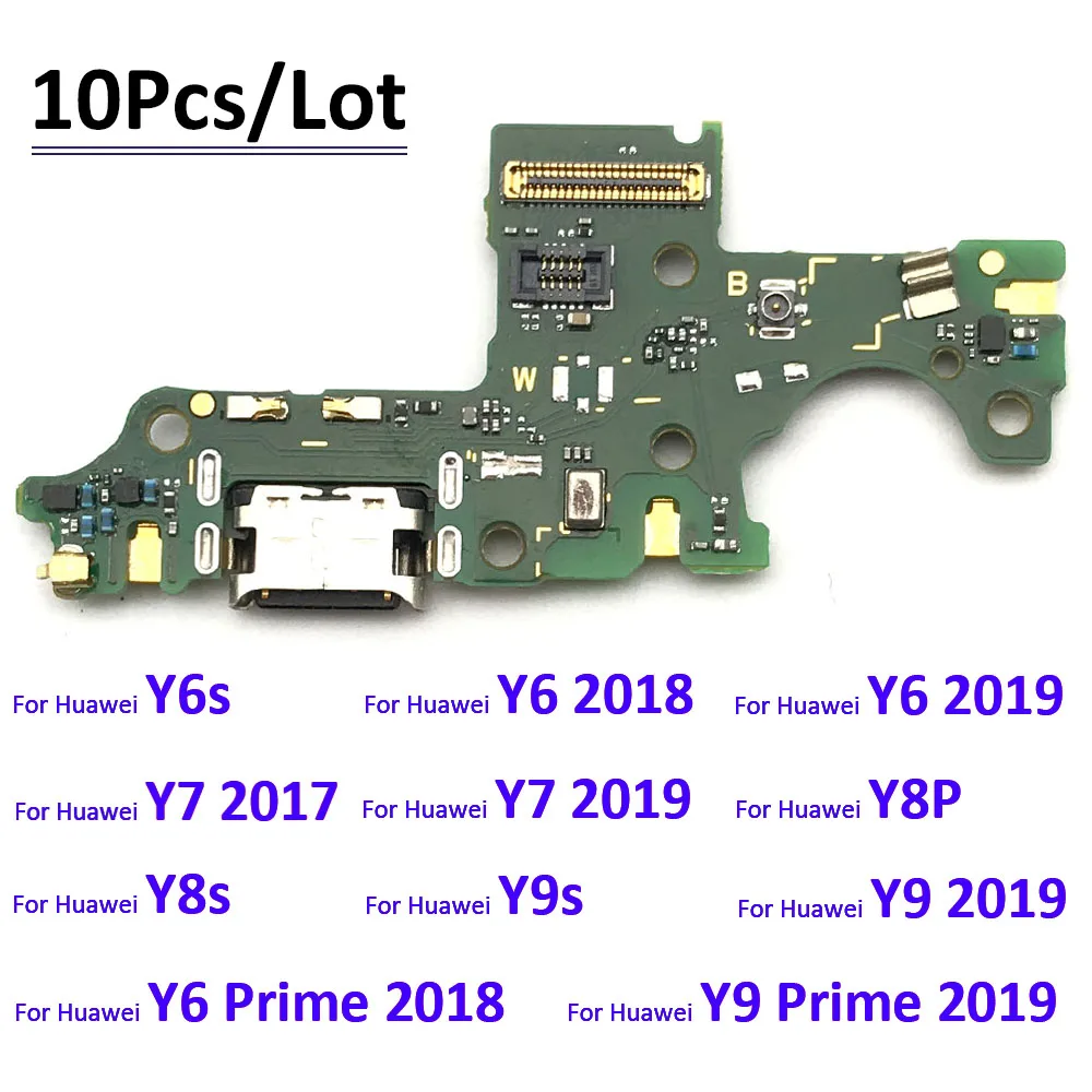 

10Pcs USB Charging Port Dock Charger Connector Board Flex Cable For Huawei Y6 Y7 Y9 Prime 2017 2018 2019 Y6s Y6P Y7P Y8P Y8s Y9s