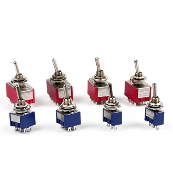 

Miniature Toggle Switch Single Pole Double Throw SPDT ON-OFF-ON /ON-ON 120VAC 6A 1/4 Inch Mounting MTS-102 103 202 203