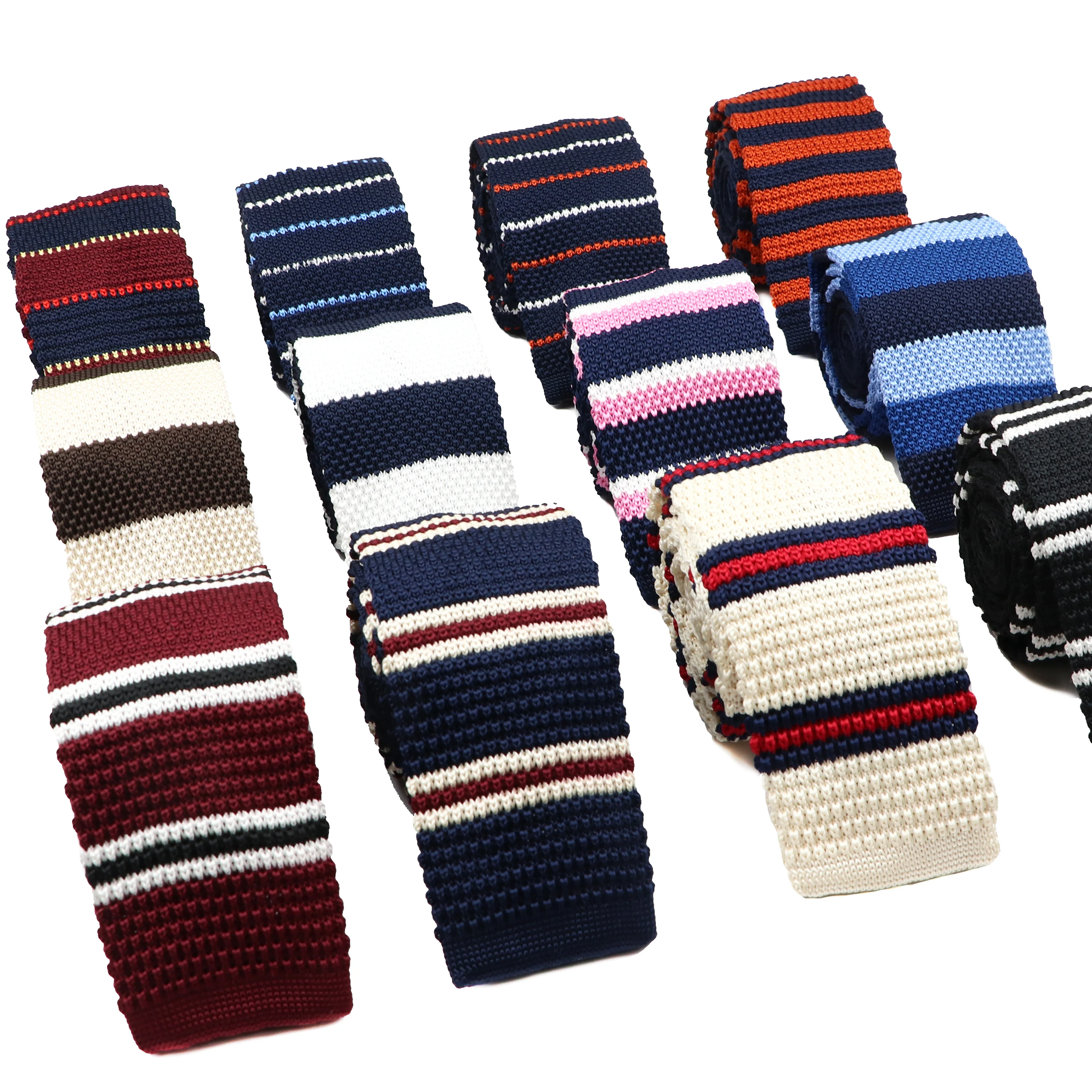 Neue Mode Herren Strickkrawatte Gestreift Blau Schwarz Dünn Schmal Schlank Strick Warm Hals Für Männer Gewebt Designer Täglich Tragen Krawatte