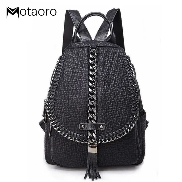 New Chain Bag Women Leather Backpack School Bags For Ladies Travel Backpacks Large Capacity Bagpack Mochila Feminina Sac A Dos 1