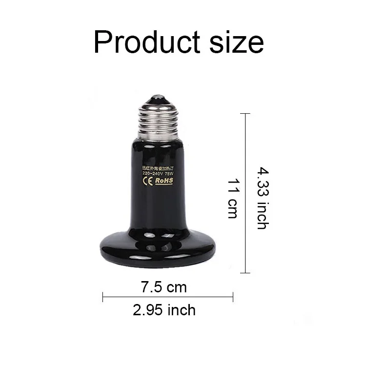 Pet heating lamp Reptiles E27 220V Ceramic Lamp Ceramic Emitter Heat Lamp Far Infrared lamp 25W 50W 100W 200W Heat reptile heating lamp