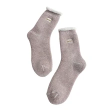 Женские зимние носки, бархатные толстые хлопковые носки без пятки, милые домашние носки с вышивкой, Один Размер 23-25 см