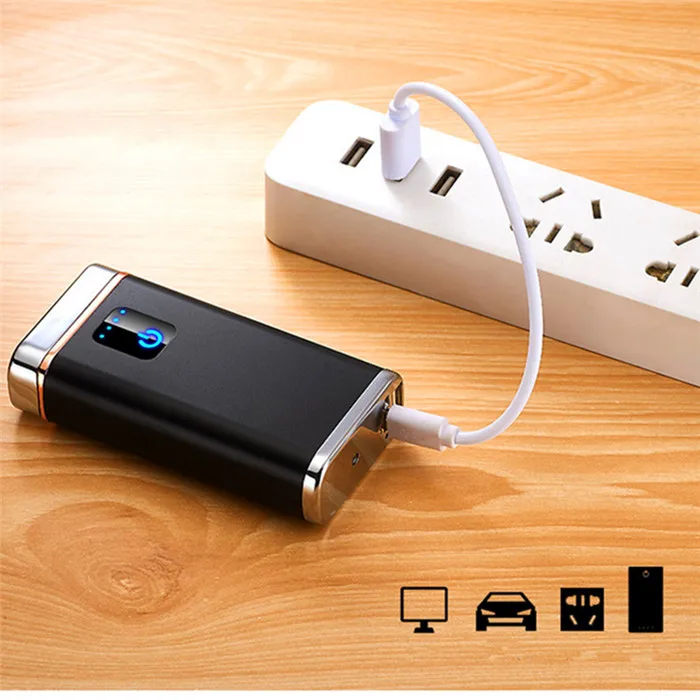 Светодиодный фонарик 2A power Bank электрическая зажигалка для сигарет Smart Touch индукция двойная дуга электронная USB Зажигалка зарядное устройство Pal гаджет