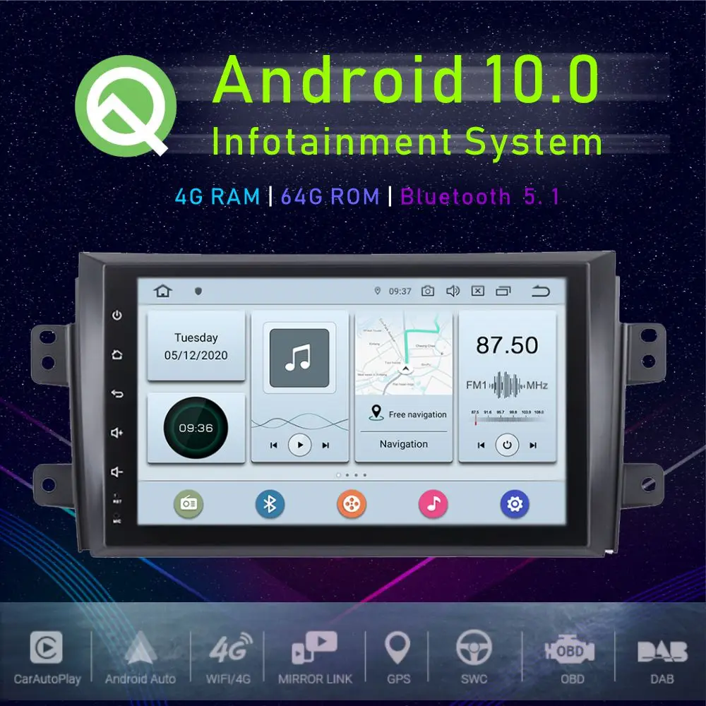 Автомобильный GPS плеер JSTMAX мультимедийный 9 дюймов на Android 10 0 для Suzuki SX4 2006 2007 2008 2009