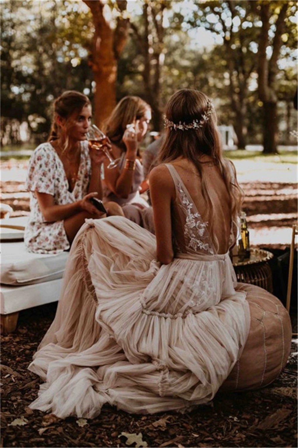 bohemian champagne dress