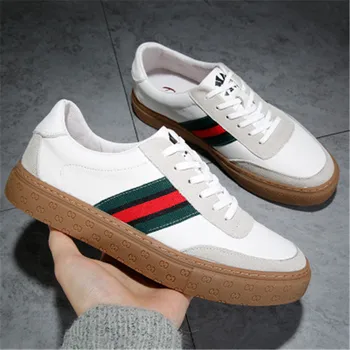 

Leather men's shoes white shoe han edition leisure sports the new spring 2020 joker low help comfortable sandals tide male shoes