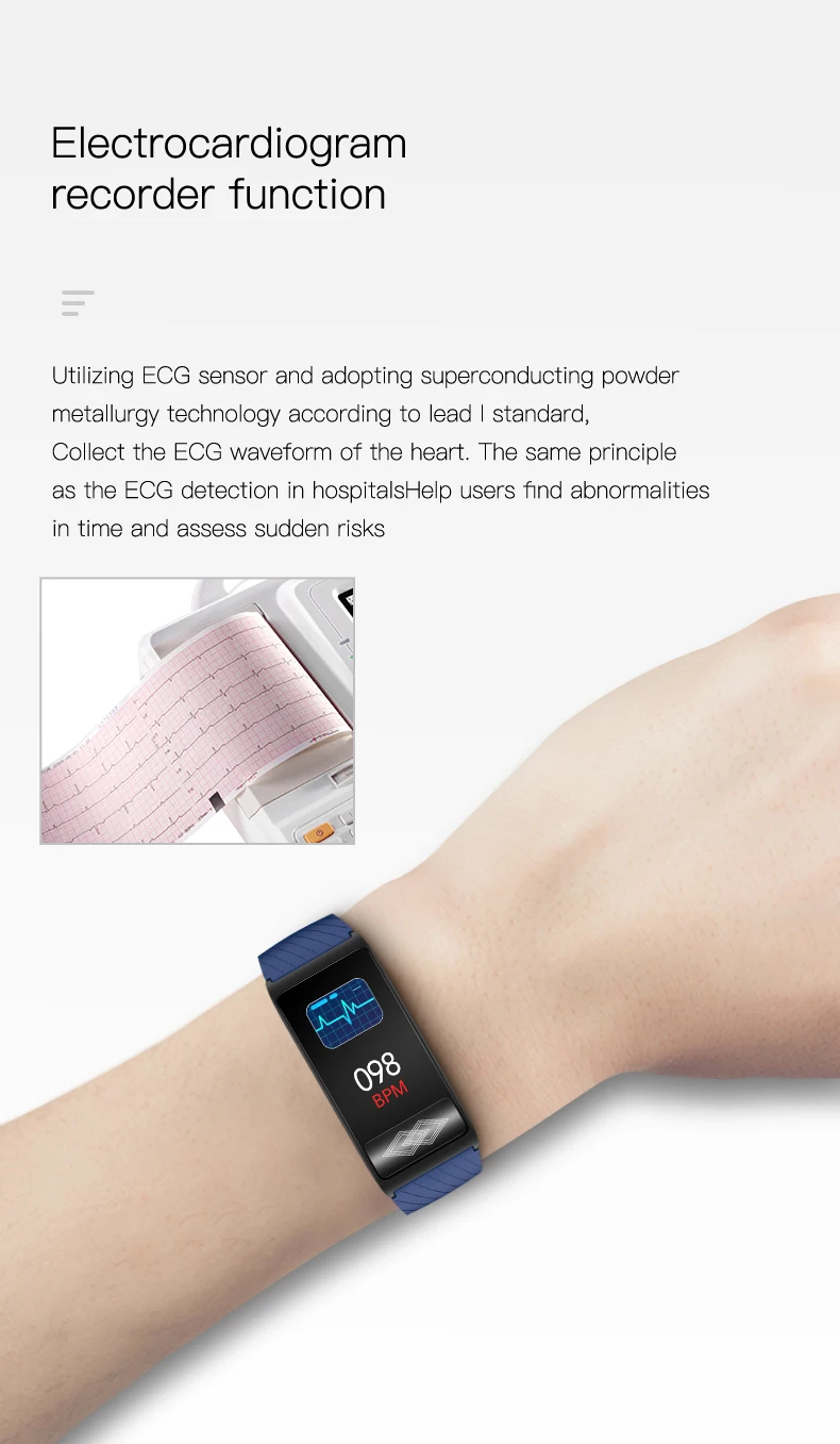 P10 Sport Smart Bracelet Blood Pressure Oxygen Heart Rate Monitor ECG Band Activity Tracker Waterproof HRV Healthy Index