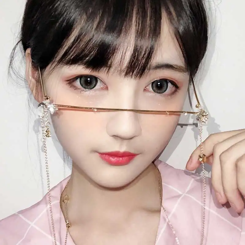 Модные фирменные дизайнерские Звездные Хрустальные подвесные украшения, полуоправа для очков, сплав, без линз, женские очки, TikTok очки