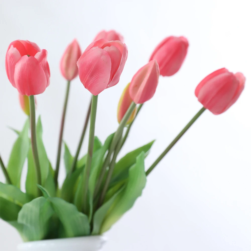 5Pcs bunch Artificial Tulips Flower For Home Wedding Decoration Bride Hand Flowers Real Touch Soft Silicone Tulip flores Decor 6