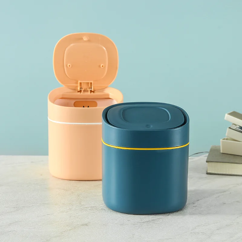 Mini push-type pop-lid trash can household multifunctional storage bin accessories living room office trash can