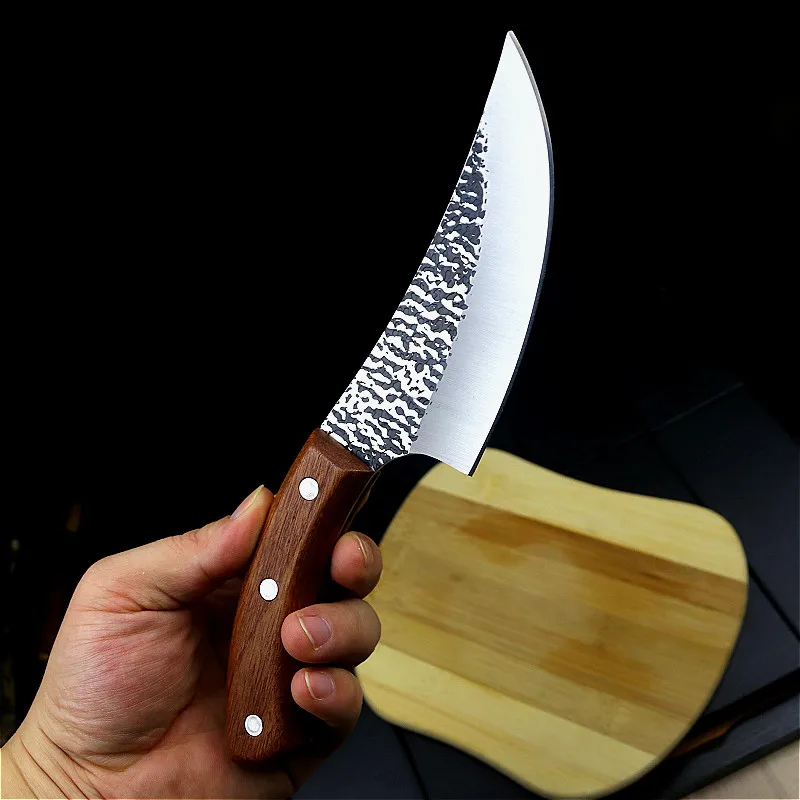 Кухонный нож Sharp tang кованый ручной из высокоуглеродистой композитной стали для